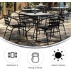 image:imageFlash Furniture 5Piece Patio Dining Set with 315 Square Glass Metal Table and 4 Stackable Slat Back Chairs IndoorOutdoor Bistro Set BlackBlack