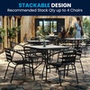 image:imageFlash Furniture 5Piece Patio Dining Set with 315 Square Glass Metal Table and 4 Stackable Slat Back Chairs IndoorOutdoor Bistro Set BlackBlack