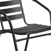image:imageFlash Furniture 5Piece Patio Dining Set with 315 Square Glass Metal Table and 4 Stackable Slat Back Chairs IndoorOutdoor Bistro Set BlackBlack
