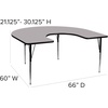 image:imageFlash Furniture 60W x 66L Horseshoe Grey Thermal Laminate Activity Table  Standard Height Adjustable LegsGrey