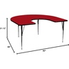 image:imageFlash Furniture 60W x 66L Horseshoe Grey Thermal Laminate Activity Table  Standard Height Adjustable LegsRed
