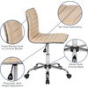 image:imageFlash Furniture Alan Low Back Designer Armless Tan Ribbed Swivel Task Office ChairTanChrome