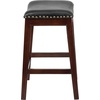 image:imageFlash Furniture Alphus 26 High Backless Cappuccino Wood Counter Height Stool with Black LeatherSoft Saddle SeatCappuccino
