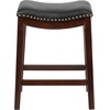 image:imageFlash Furniture Alphus 26 High Backless Cappuccino Wood Counter Height Stool with Black LeatherSoft Saddle SeatCappuccino