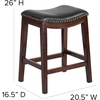 image:imageFlash Furniture Alphus 26 High Backless Cappuccino Wood Counter Height Stool with Black LeatherSoft Saddle SeatCappuccino