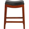 image:imageFlash Furniture Alphus 26 High Backless Cappuccino Wood Counter Height Stool with Black LeatherSoft Saddle SeatLight Cherry