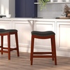 image:imageFlash Furniture Alphus 26 High Backless Cappuccino Wood Counter Height Stool with Black LeatherSoft Saddle SeatLight Cherry