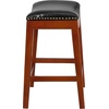 image:imageFlash Furniture Alphus 26 High Backless Cappuccino Wood Counter Height Stool with Black LeatherSoft Saddle SeatLight Cherry