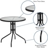 image:imageFlash Furniture Barker 28 Round Tempered Glass Metal Table with Gray Rattan EdgingClearBlack Rattan