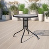 image:imageFlash Furniture Barker 28 Round Tempered Glass Metal Table with Gray Rattan EdgingClearBlack Rattan