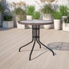 image:imageFlash Furniture Barker 28 Round Tempered Glass Metal Table with Gray Rattan EdgingClearDark Brown Rattan