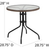 image:imageFlash Furniture Barker 28 Round Tempered Glass Metal Table with Gray Rattan EdgingClearDark Brown Rattan