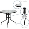 image:imageFlash Furniture Bellamy 2375 Round IndoorOutdoor Tempered Glass Metal Frame Side TableClear