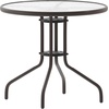 image:imageFlash Furniture Bellamy 2375 Round IndoorOutdoor Tempered Glass Metal Frame Side TableClear TopBronze Frame