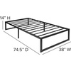 image:imageFlash Furniture Bentley 14 Metal Platform Bed Frame  Black FrameSteel Slat Supports  125 Underbed Storage  No Box Spring Needed  Quick Lock FunctionalityTwin