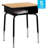image:imageFlash Furniture Billie Student Desk  Gray Open Front Metal School Desk  24W x 18D Adjustable Height Durable Desk for School or Remote Learning Set of 5Natural
