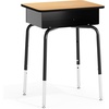 image:imageFlash Furniture Billie Student Desk  Gray Open Front Metal School Desk  24W x 18D Adjustable Height Durable Desk for School or Remote Learning Set of 5Natural