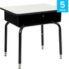 image:imageFlash Furniture Billie Student Desk  Gray Open Front Metal School Desk  24W x 18D Adjustable Height Durable Desk for School or Remote Learning Set of 5Grey