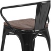 image:imageFlash Furniture BlackAntique Gold Metal Chair with Wood Seat and ArmsBlack