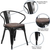 image:imageFlash Furniture BlackAntique Gold Metal Chair with Wood Seat and ArmsBlack