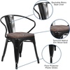 image:imageFlash Furniture BlackAntique Gold Metal Chair with Wood Seat and ArmsBlack