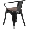 image:imageFlash Furniture BlackAntique Gold Metal Chair with Wood Seat and ArmsBlack