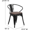 image:imageFlash Furniture BlackAntique Gold Metal Chair with Wood Seat and ArmsBlack