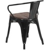 image:imageFlash Furniture BlackAntique Gold Metal Chair with Wood Seat and ArmsBlack