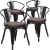 image:imageFlash Furniture BlackAntique Gold Metal Chair with Wood Seat and ArmsBlack