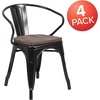 image:imageFlash Furniture BlackAntique Gold Metal Chair with Wood Seat and ArmsBlack