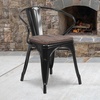 image:imageFlash Furniture BlackAntique Gold Metal Chair with Wood Seat and ArmsBlack