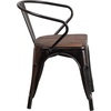 image:imageFlash Furniture BlackAntique Gold Metal Chair with Wood Seat and ArmsBlackantique Gold