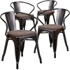 image:imageFlash Furniture BlackAntique Gold Metal Chair with Wood Seat and ArmsBlackantique Gold