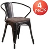 image:imageFlash Furniture BlackAntique Gold Metal Chair with Wood Seat and ArmsBlackantique Gold