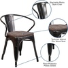 image:imageFlash Furniture BlackAntique Gold Metal Chair with Wood Seat and ArmsBlackantique Gold