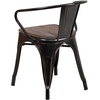 image:imageFlash Furniture BlackAntique Gold Metal Chair with Wood Seat and ArmsBlackantique Gold