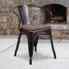 image:imageFlash Furniture BlackAntique Gold Metal Chair with Wood Seat and ArmsBlackantique Gold
