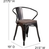 image:imageFlash Furniture BlackAntique Gold Metal Chair with Wood Seat and ArmsBlackantique Gold