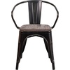 image:imageFlash Furniture BlackAntique Gold Metal Chair with Wood Seat and ArmsBlackantique Gold