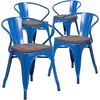 image:imageFlash Furniture BlackAntique Gold Metal Chair with Wood Seat and ArmsBlue