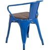 image:imageFlash Furniture BlackAntique Gold Metal Chair with Wood Seat and ArmsBlue