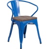 image:imageFlash Furniture BlackAntique Gold Metal Chair with Wood Seat and ArmsBlue