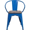 image:imageFlash Furniture BlackAntique Gold Metal Chair with Wood Seat and ArmsBlue