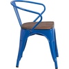 image:imageFlash Furniture BlackAntique Gold Metal Chair with Wood Seat and ArmsBlue