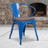 image:imageFlash Furniture BlackAntique Gold Metal Chair with Wood Seat and ArmsBlue