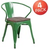 image:imageFlash Furniture BlackAntique Gold Metal Chair with Wood Seat and ArmsGreen