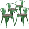 image:imageFlash Furniture BlackAntique Gold Metal Chair with Wood Seat and ArmsGreen