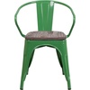 image:imageFlash Furniture BlackAntique Gold Metal Chair with Wood Seat and ArmsGreen