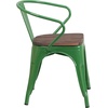 image:imageFlash Furniture BlackAntique Gold Metal Chair with Wood Seat and ArmsGreen