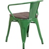 image:imageFlash Furniture BlackAntique Gold Metal Chair with Wood Seat and ArmsGreen